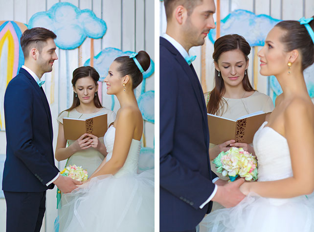 Воздушная мятно-голубая свадьба Даши и Ярослава, церемония бракосочетания