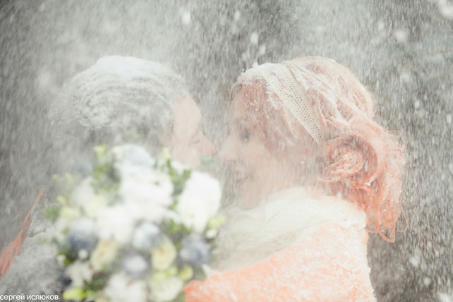 зимняя выездная регистрация, жених и невеста