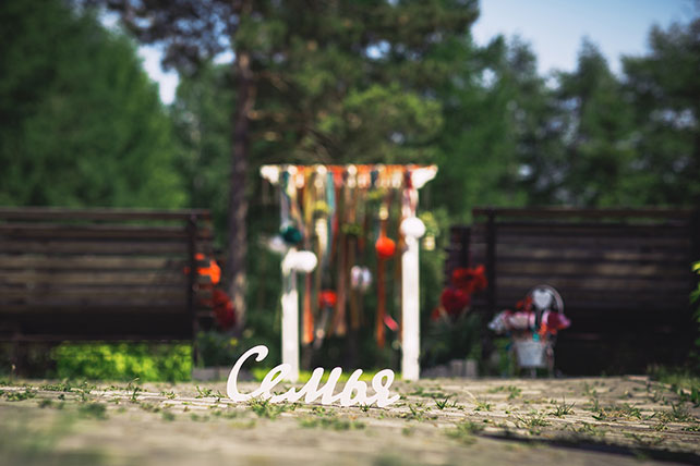 яркая деревенская свадьба, свадебная арка