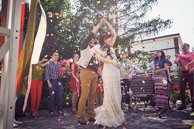 яркая деревенская свадьба, церемония