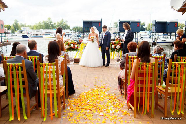 зелено-оранжевая свадьба, церемония
