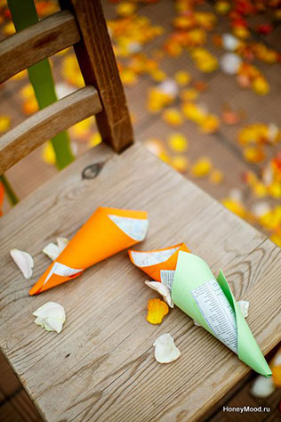 зелено-оранжевая свадьба, детали свадьбы