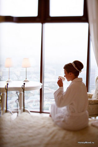 зелено-оранжевая свадьба, утро невесты