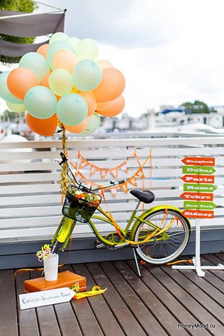 зелено-оранжевая свадьба, декор для фотосессии