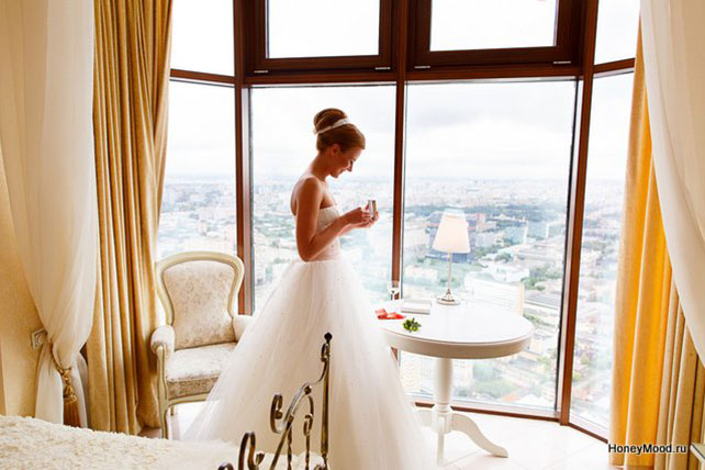 зелено-оранжевая свадьба, образ невесты