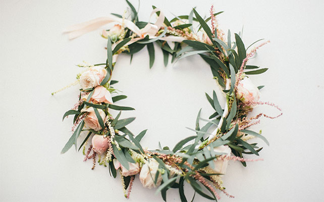 задорная рустикальная свадьба, венок невесты