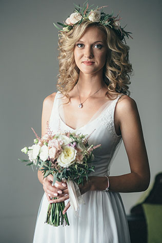 кзадорная рустикальная свадьба, образ невесты