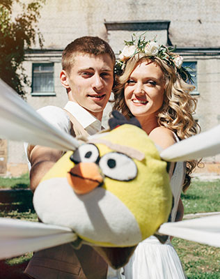 задорная рустикальная свадьба, angry birds