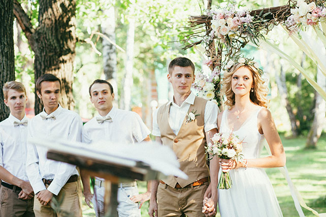 задорная рустикальная свадьба, церемония