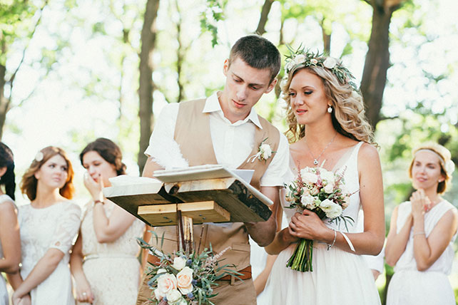 задорная рустикальная свадьба, церемония