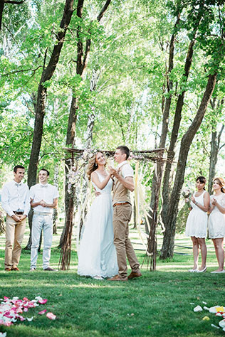 кзадорная рустикальная свадьба, церемония