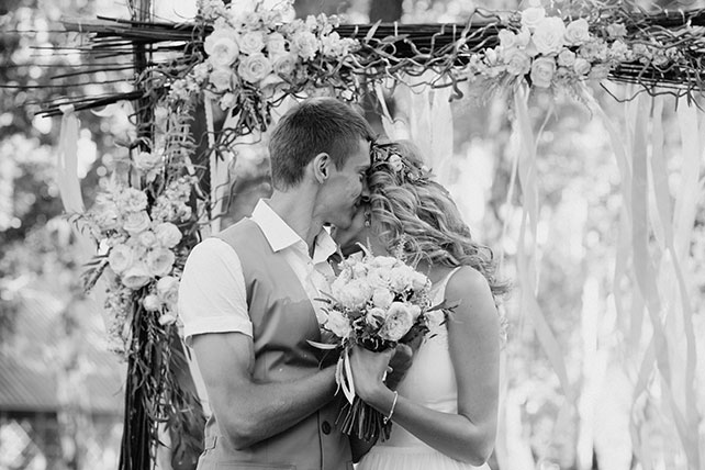 задорная рустикальная свадьба, церемония