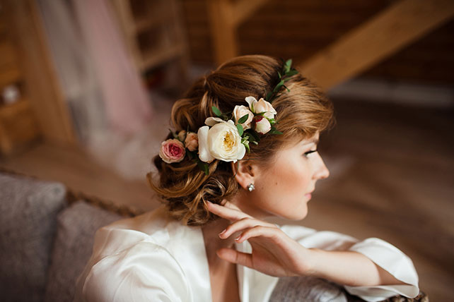 загородная свадьба, прическа невесты