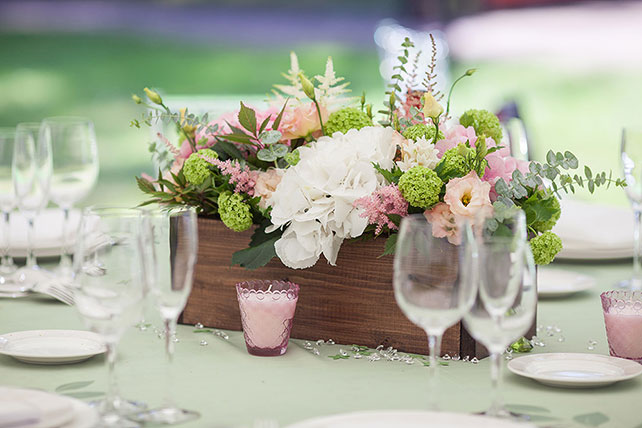 Зелёно-розовая свадьба Вадима и Катерины, декор стола