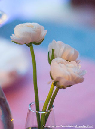 гламурная зимняя свадьба, декор банкетного зала