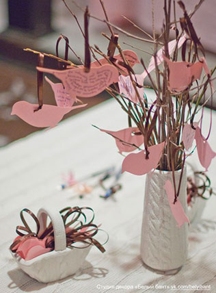 гламурная зимняя свадьба, дерево пожеланий