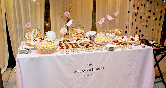 гламурная зимняя свадьба, сладкий стол