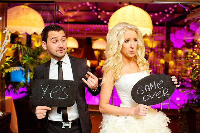 гламурная зимняя свадьба, жених и невеста