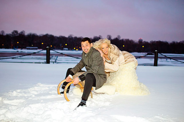 гламурная зимняя свадьба, фотосессия