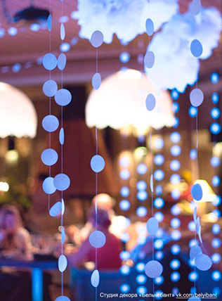 гламурная зимняя свадьба, декор банкетного зала