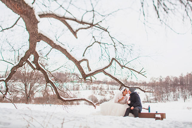 зимняя свадьба в стиле рок-н-ролл, фотосессия