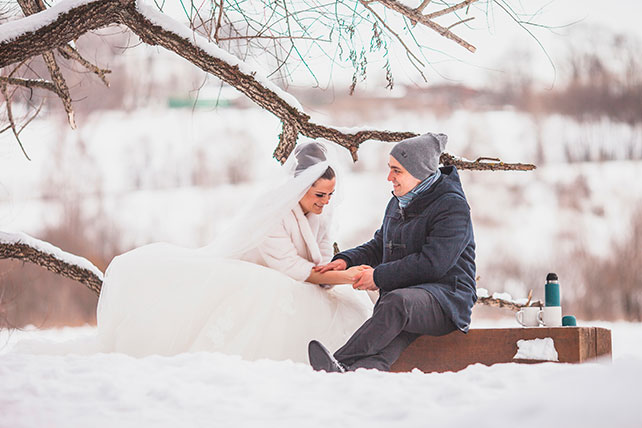 зимняя свадьба в стиле рок-н-ролл, фотосессия