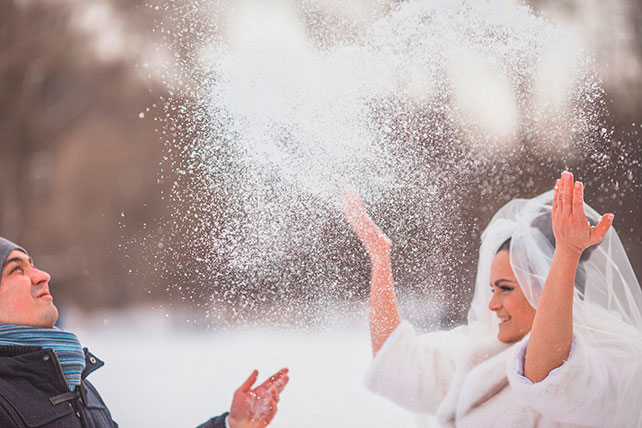 зимняя свадьба в стиле рок-н-ролл, фотосессия