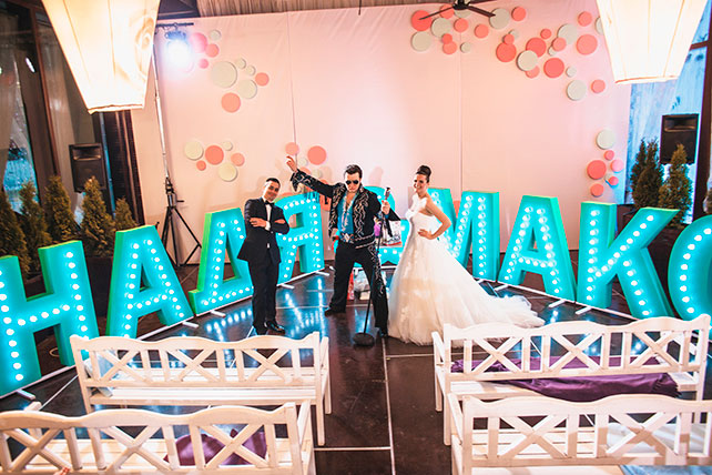 зимняя свадьба в стиле рок-н-ролл, церемония