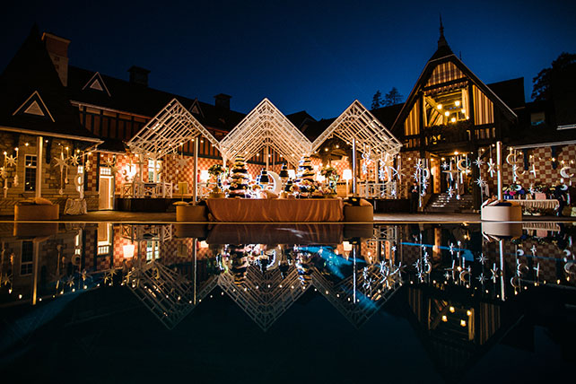 звёздная свадьба, освещение и декор места торжества