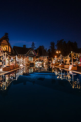 звёздная свадьба, освещение и декор места торжества