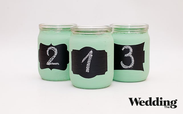 как сделать банку с грифельным номером стола