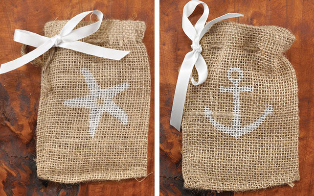 бонбоньерки из мешковины в рустикальном стиле