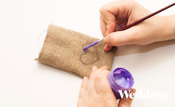 бонбоньерка из мешковины в рустикальном стиле