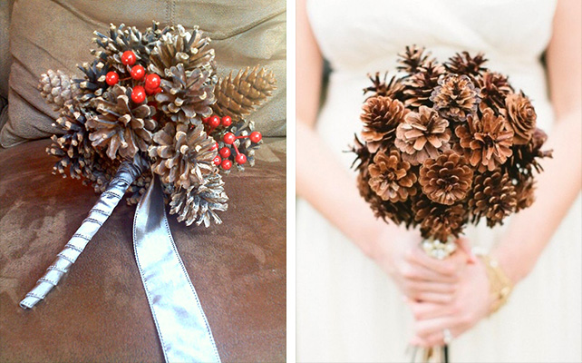 букет невесты из шишек