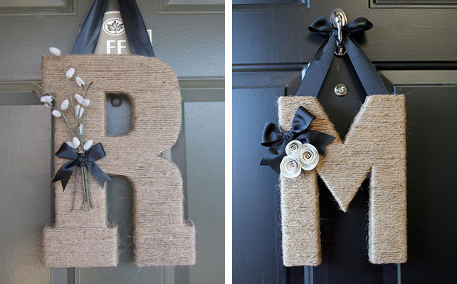 как сделать буквы на свадьбу из ниток и картона
