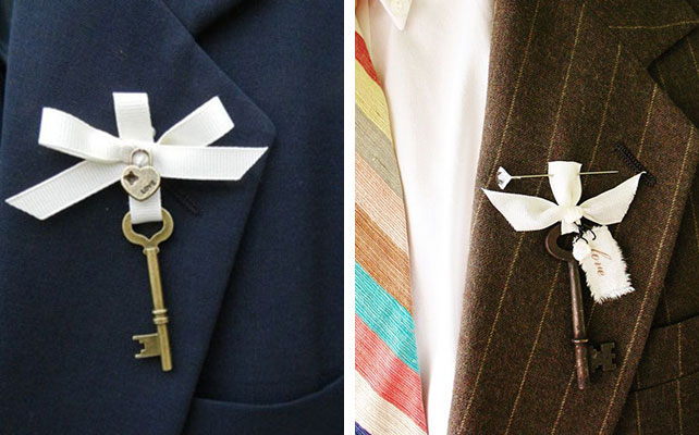 как сделать бутоньерку жениха с ключиком