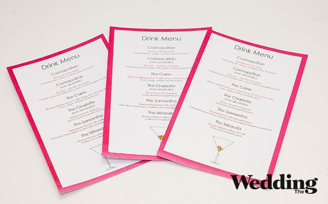 Фото коктейльного меню для свадьбы