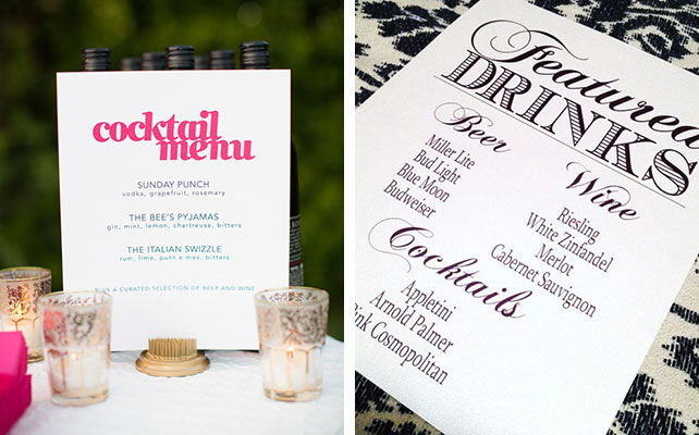 Фото коктейльного меню для свадьбы