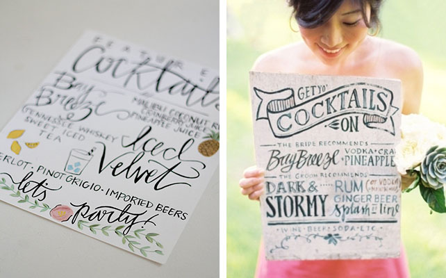 Фото коктейльного меню для свадьбы