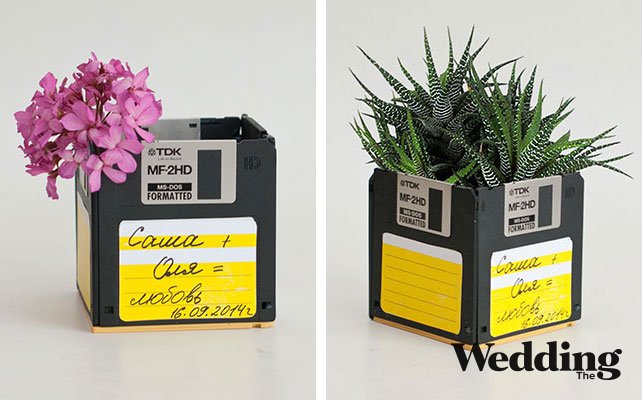 Как сделать цветочный горшок из дискет своими руками