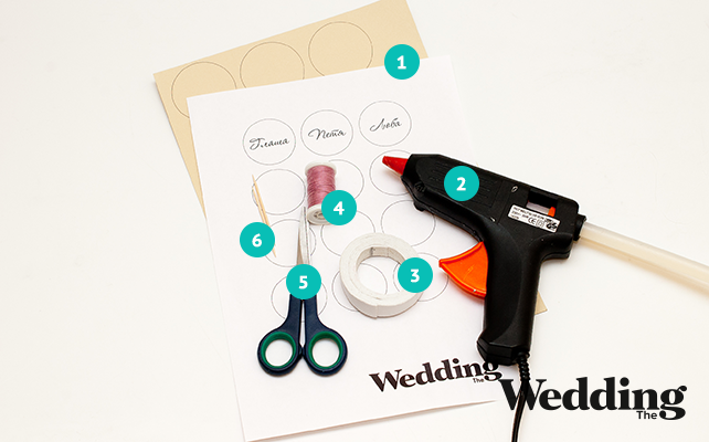 материалы для изготовления рассадочных карточек на катушках, Как сделать рассадочные карточки на катушках с нитками