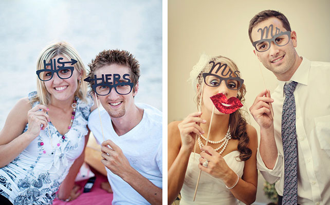 Как сделать аксессуары для фотосессии: очки с надписью для жениха и невесты, очки с буквами для жениха и невесты
