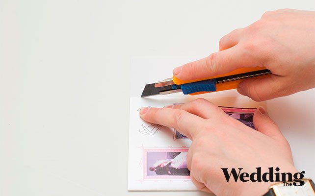 соединяем открытку и лист