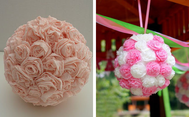 помпон из бумажных роз