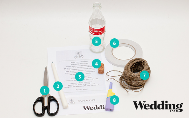 Как сделать приглашение в бутылке для свадьбы в морском стиле, материалы для изготовления приглашения в бутылке