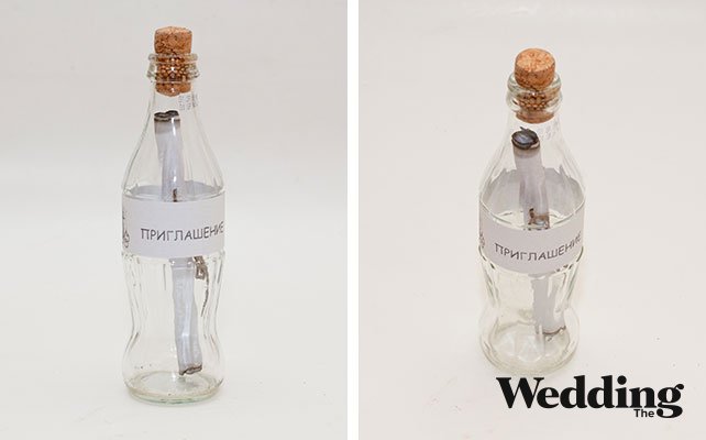 Приглашение в бутылке для свадьбы в морском стиле
