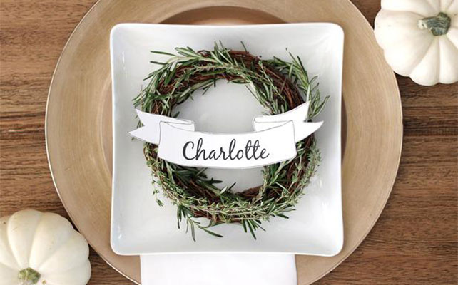 рассадочные карточки с розмарином для рустикальной свадьбы своими руками