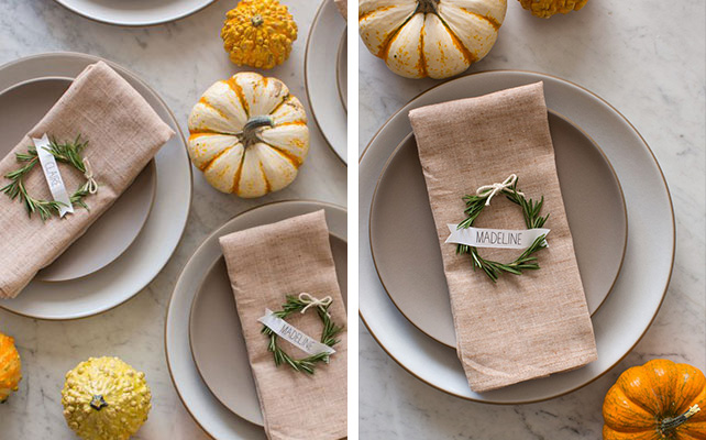 рассадочные карточки с розмарином для рустикальной свадьбы своими руками