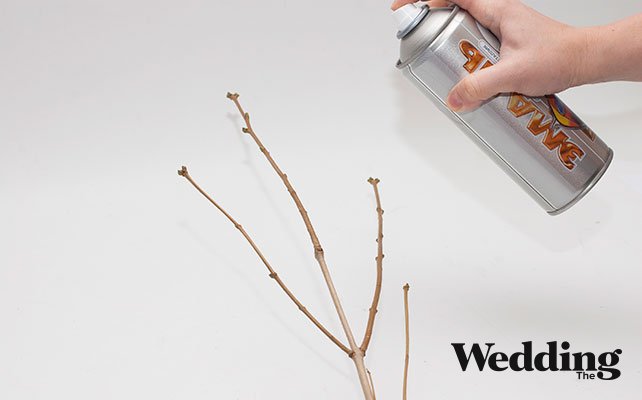 оформление дома к Новому Году, декорируем ветки, покрыть ветки краской